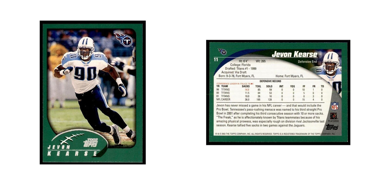 Jevon Kearse 2002 Topps #11 Football Cards Football Card NM