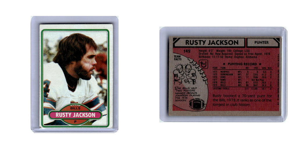 Rusty Jackson 1980 Topps #142 Buffalo Bills Football Card EX