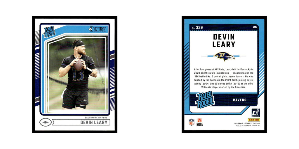 Devin Leary Rookie 2024 Donruss #329 Baltimore Ravens Football Card NM