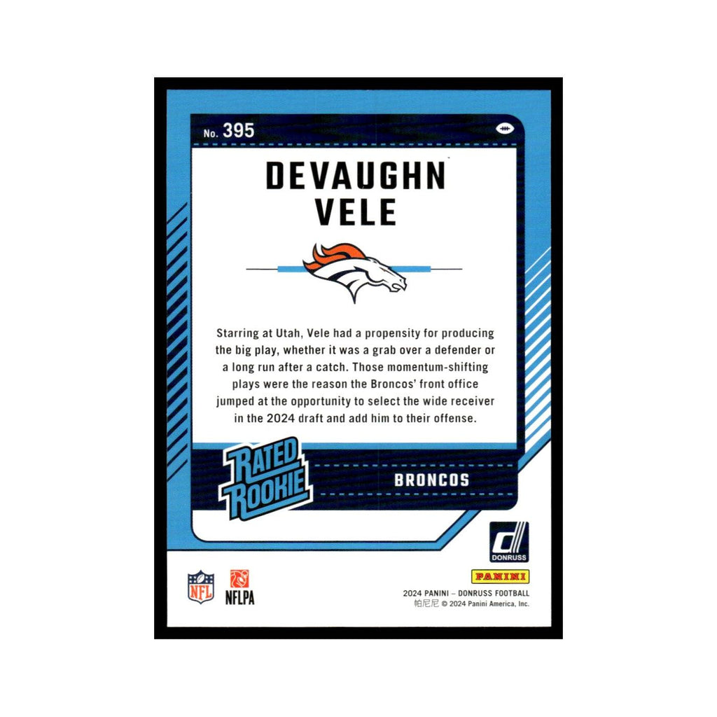 Devaughn Vele Rookie 2024 Donruss #395 Denver Broncos Football Card NM