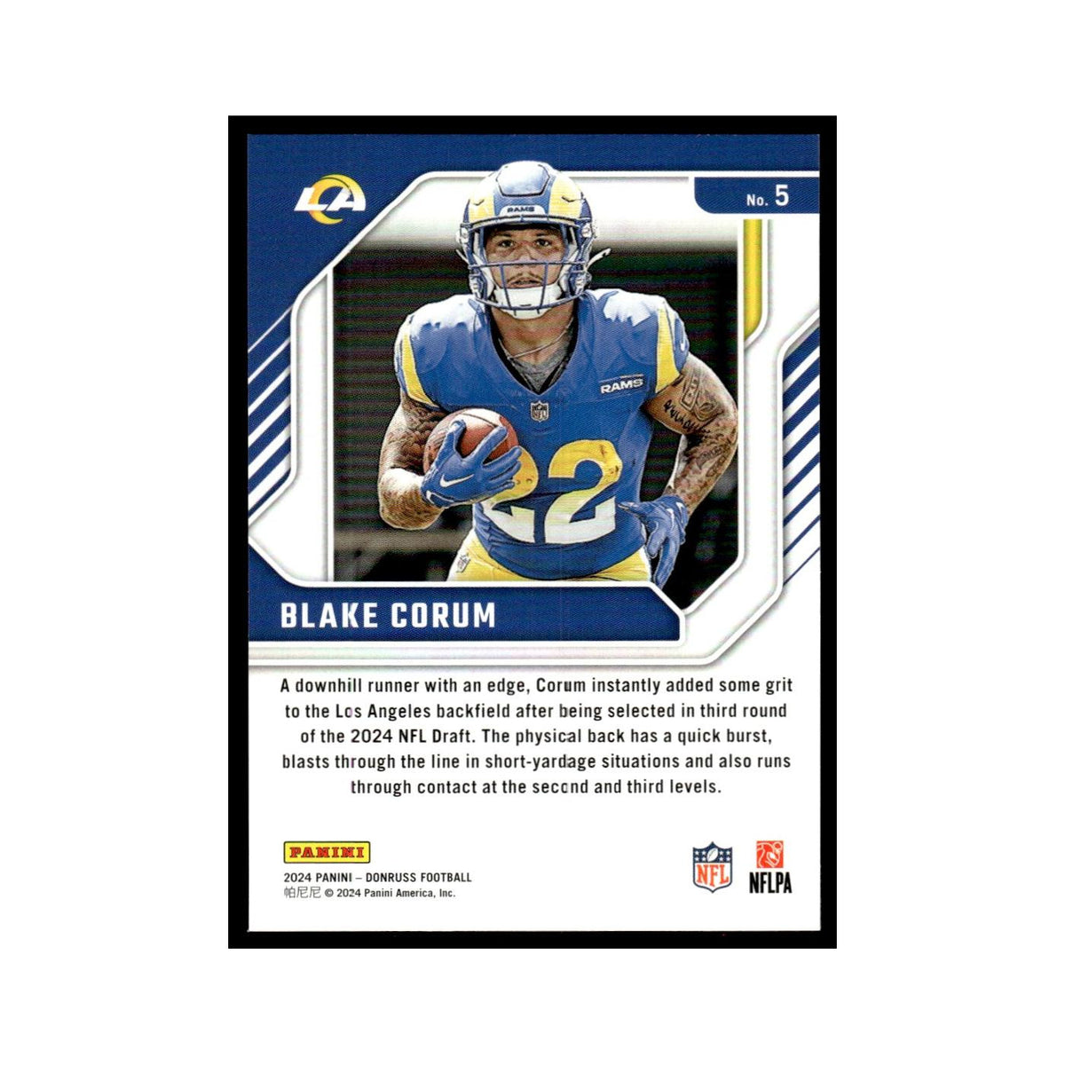 Blake Corum 2024 Donruss #5 Los Angeles Rams Football Card NM