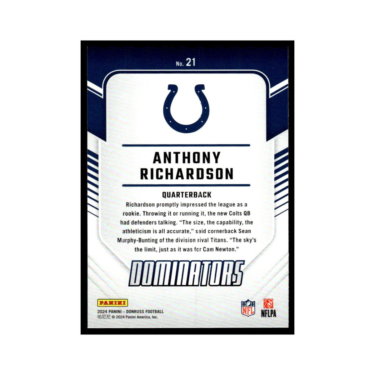 Anthony Richardson 2024 Donruss #21 Indianapolis Colts Football Card NM