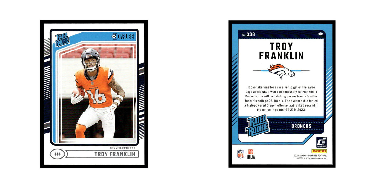 Troy Franklin Rookie 2024 Donruss #338 Denver Broncos Football Card NM