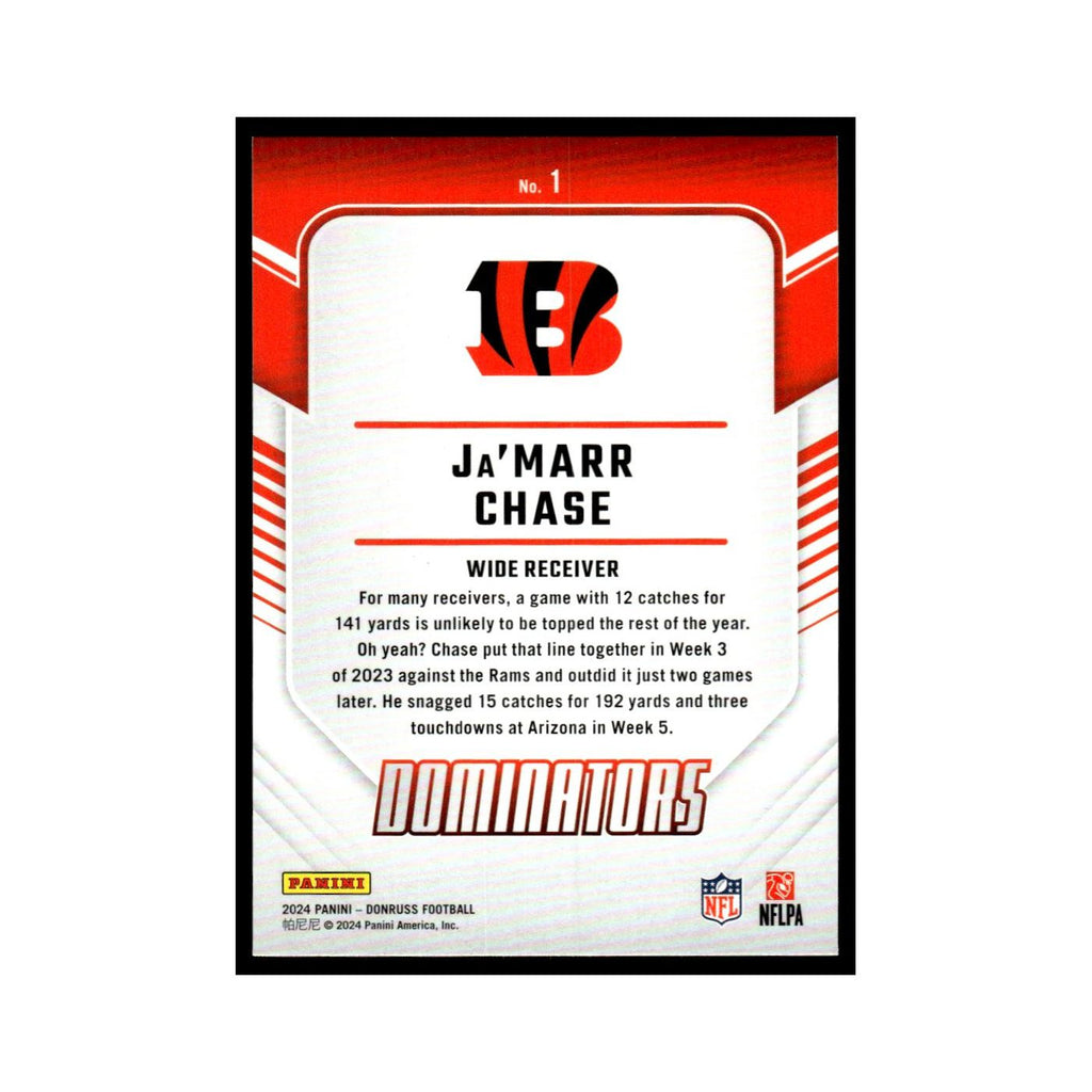 Ja'Marr Chase 2024 Donruss #1 Cincinnati Bengals Football Card NM