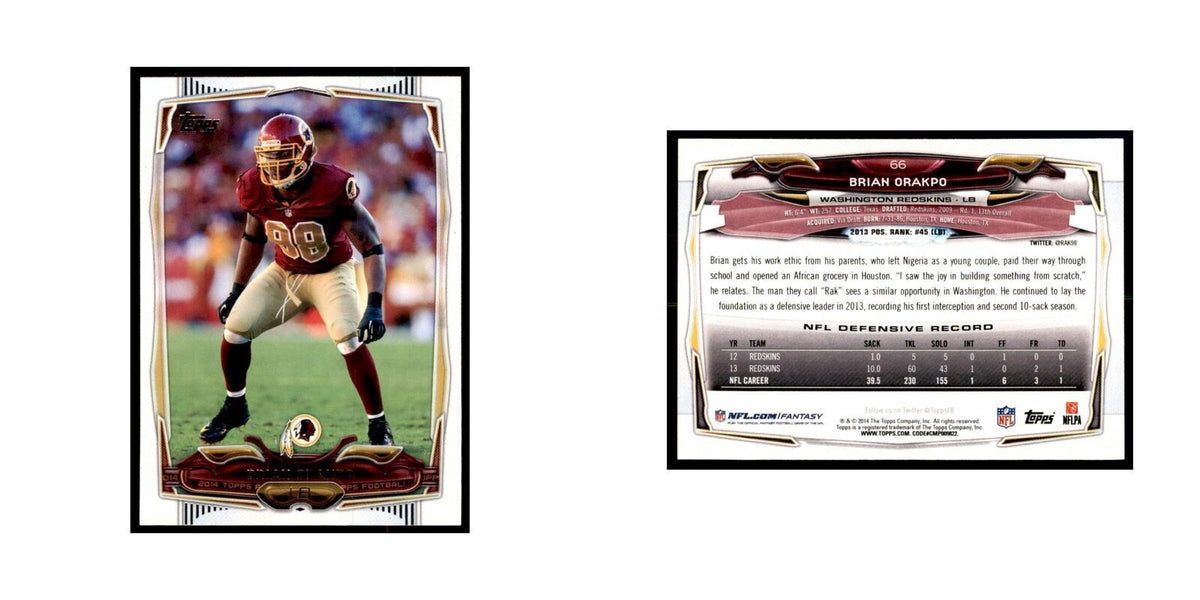 Brian Orakpo 2014 Topps #66 Football Cards Football Card NM