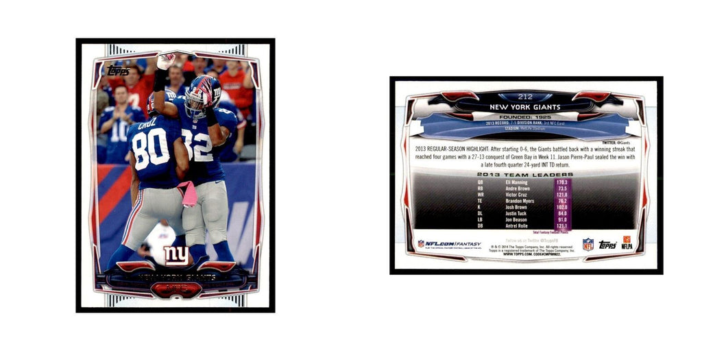 New York Giants 2014 Topps #212 Football Cards Football Card NM
