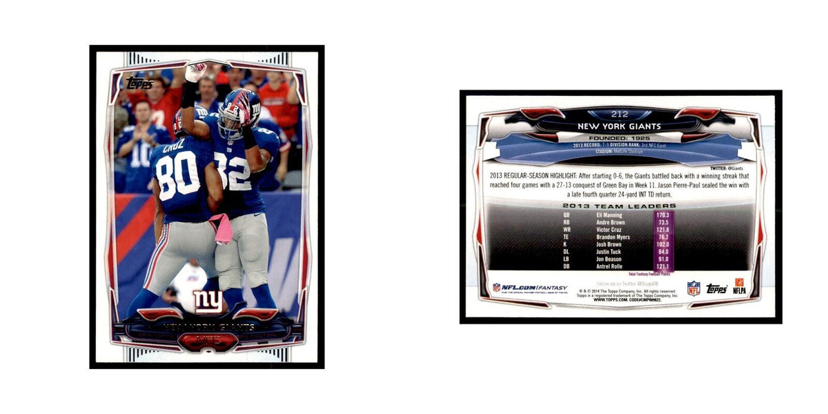 New York Giants 2014 Topps #212 Football Cards Football Card NM