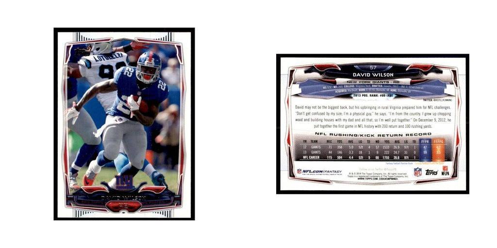 David Wilson 2014 Topps #57 Football Cards Football Card NM