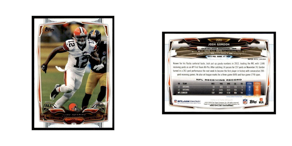 Josh Gordon 2014 Topps #220 Football Cards Football Card NM