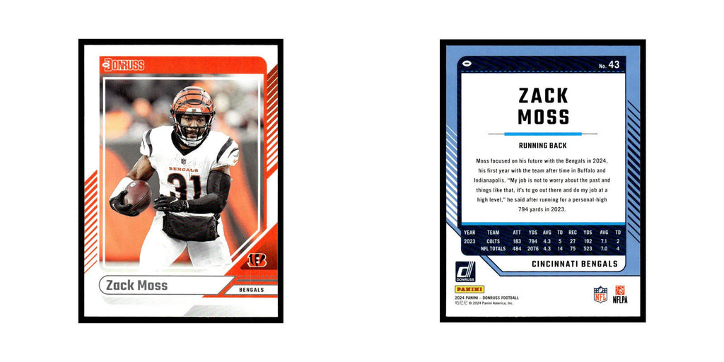 Zack Moss 2024 Donruss #43 Cincinnati Bengals Football Card NM