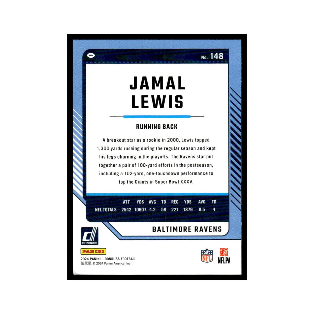 Jamal Lewis 2024 Donruss #148 Baltimore Ravens Football Card NM