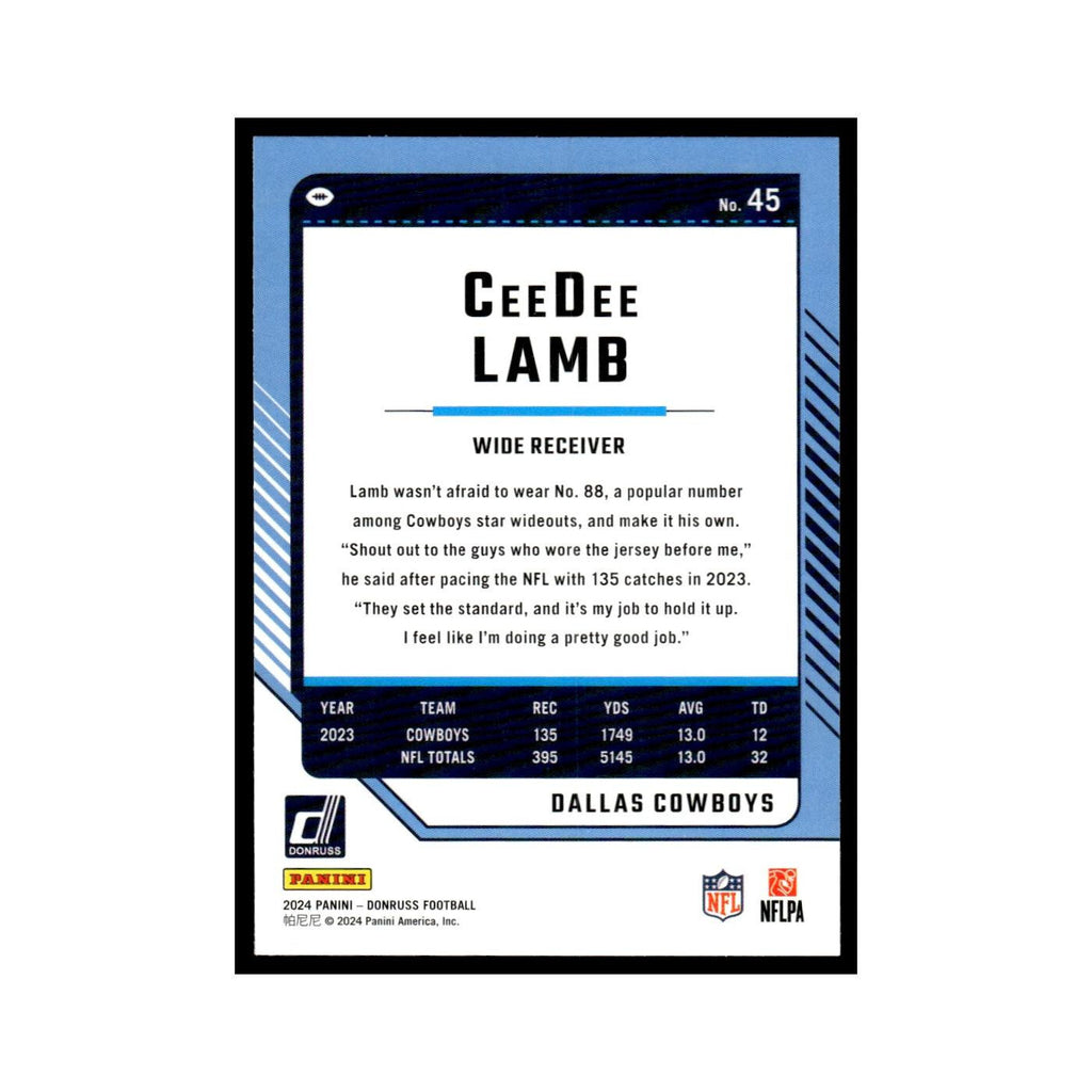 CeeDee Lamb 2024 Donruss #45 Dallas Cowboys Football Card NM