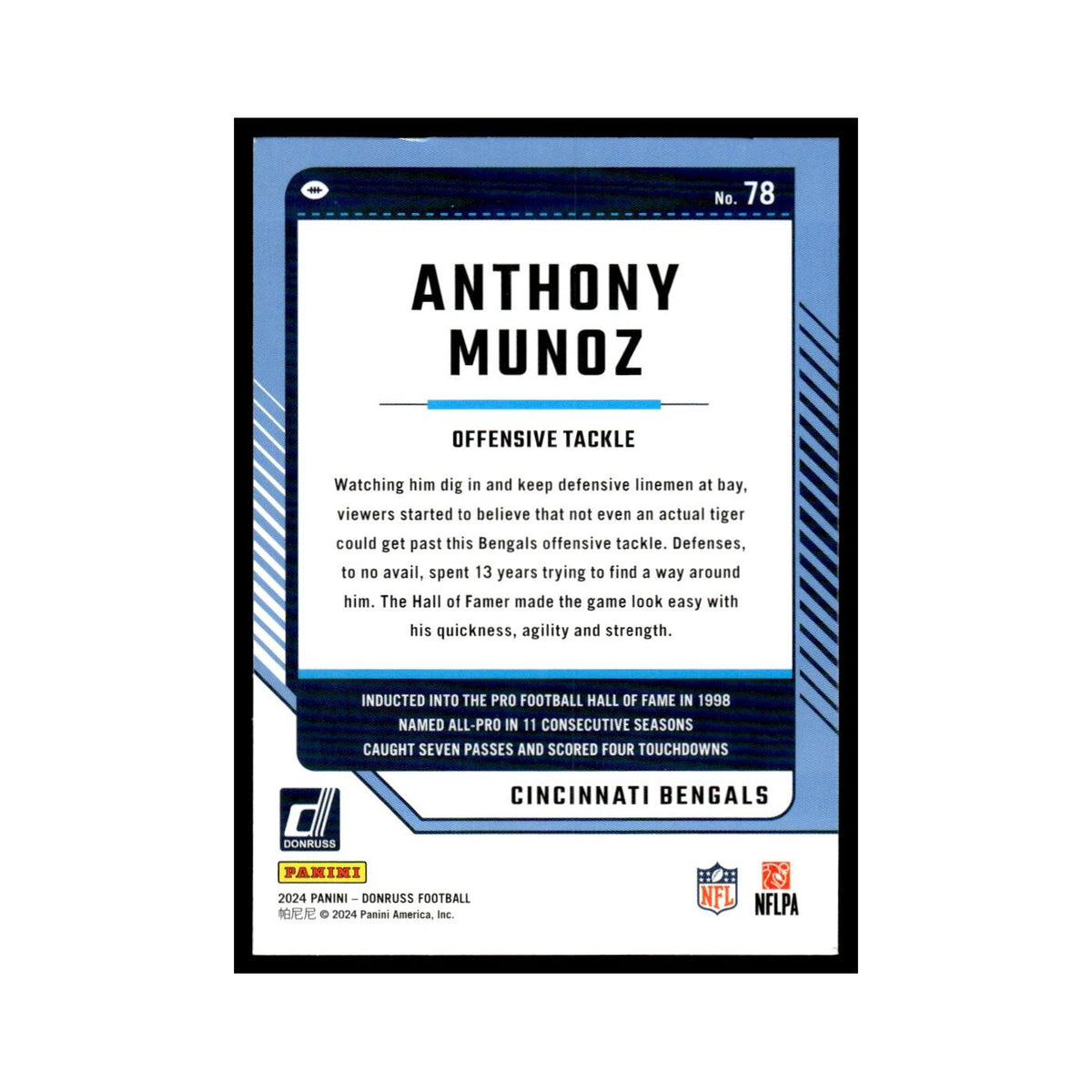 Anthony Muñoz 2024 Donruss #78 Cincinnati Bengals Football Card NM
