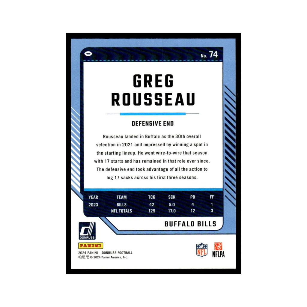 Greg Rousseau 2024 Donruss #74 Buffalo Bills Football Card NM
