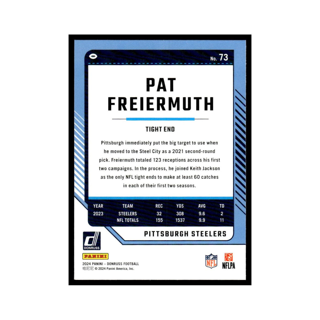 Pat Freiermuth 2024 Donruss #73 Pittsburgh Steelers Football Card NM