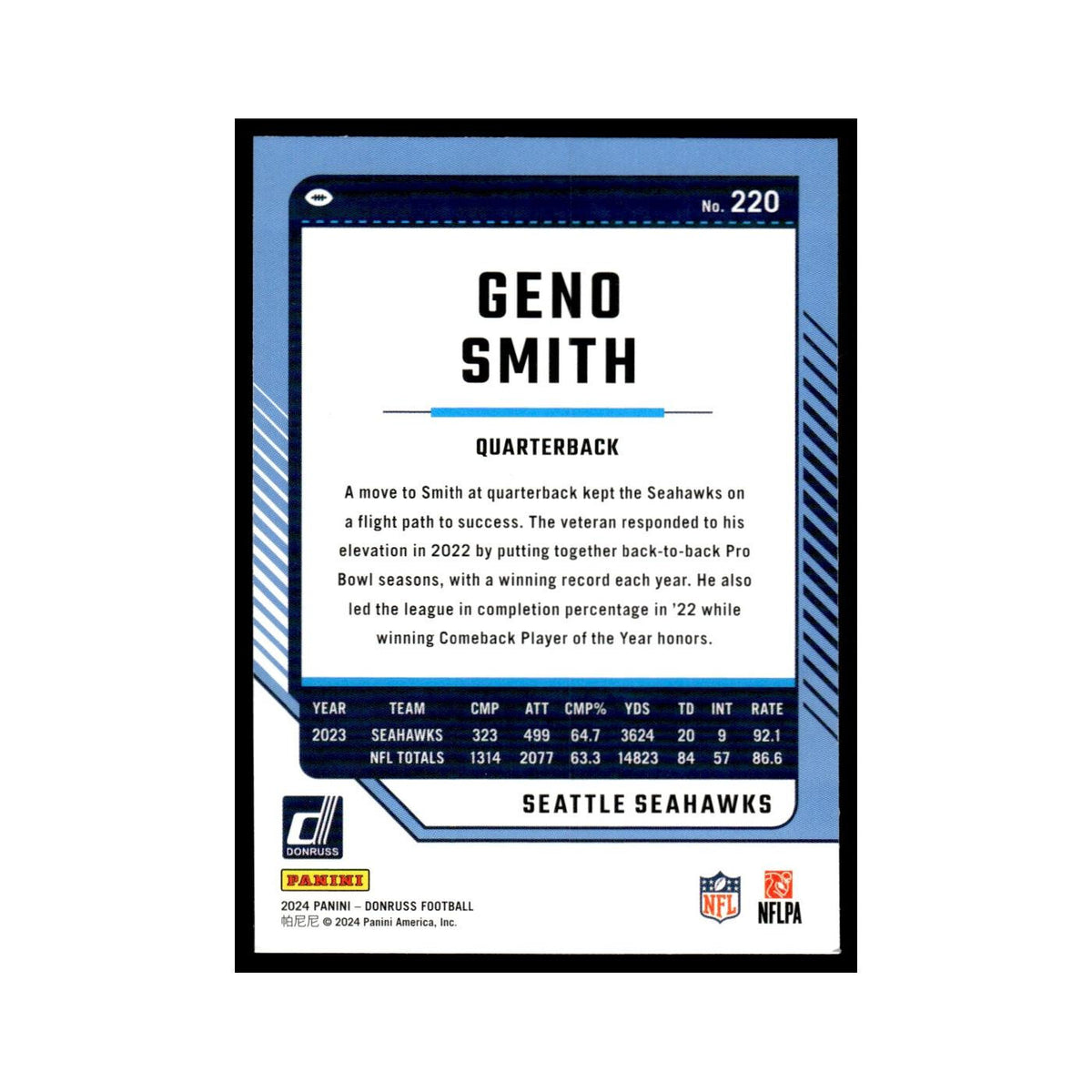 Geno Smith 2024 Donruss #220 Seattle Seahawks Football Card NM
