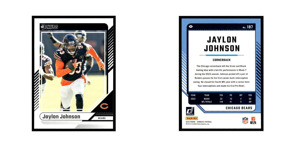Jaylon Johnson 2024 Donruss #187 Chicago Bears Football Card NM