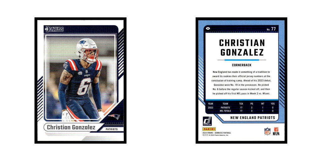 Christian Gonzalez 2024 Donruss #77 New England Patriots Football Card NM