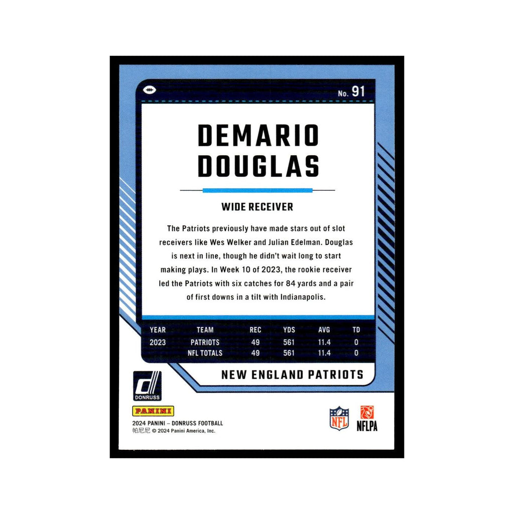 Demario Douglas 2024 Donruss #91 New England Patriots Football Card NM