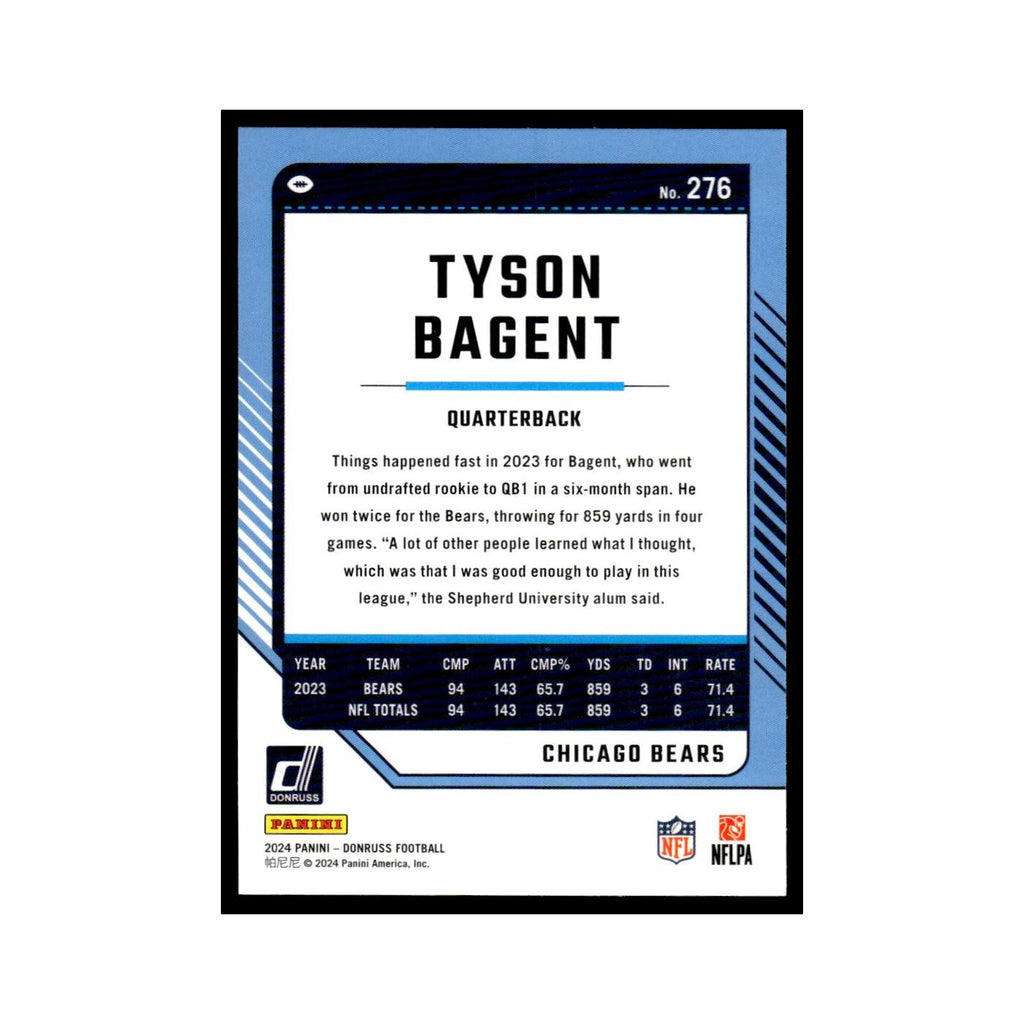 Tyson Bagent 2024 Donruss #276 Chicago Bears Football Card NM