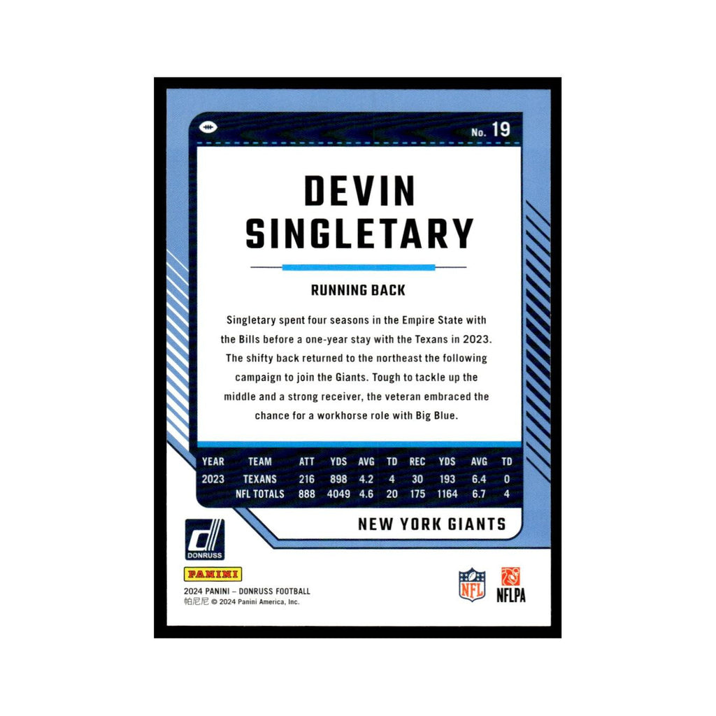 Devin Singletary 2024 Donruss #19 New York Giants Football Card NM