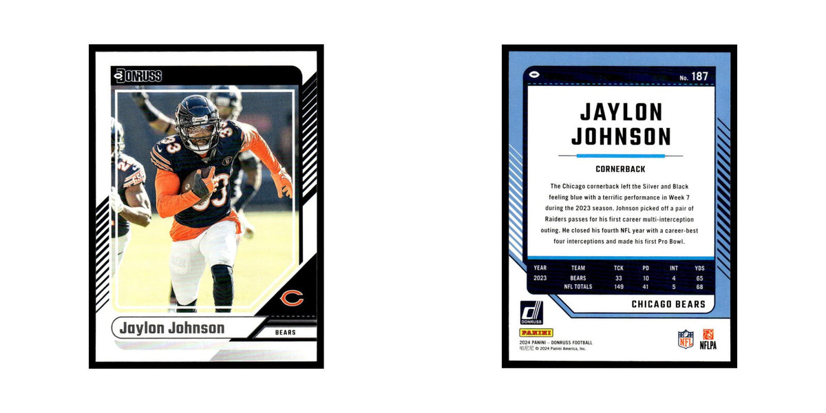 Jaylon Johnson 2024 Donruss #187 Chicago Bears Football Card NM