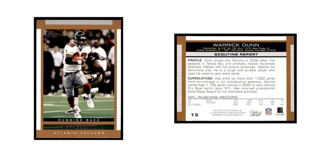 Warrick Dunn 2003 Topps #13 Football Cards Football Card NM