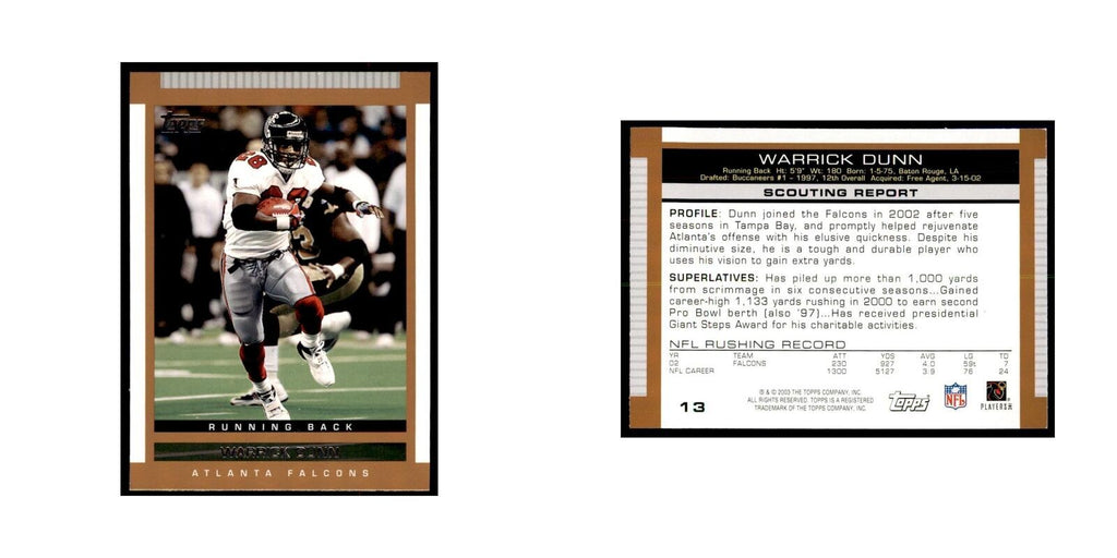 Warrick Dunn 2003 Topps #13 Football Cards Football Card NM