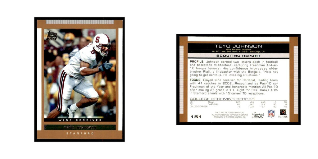 Teyo Johnson 2003 Topps #151 Football Cards Football Card NM