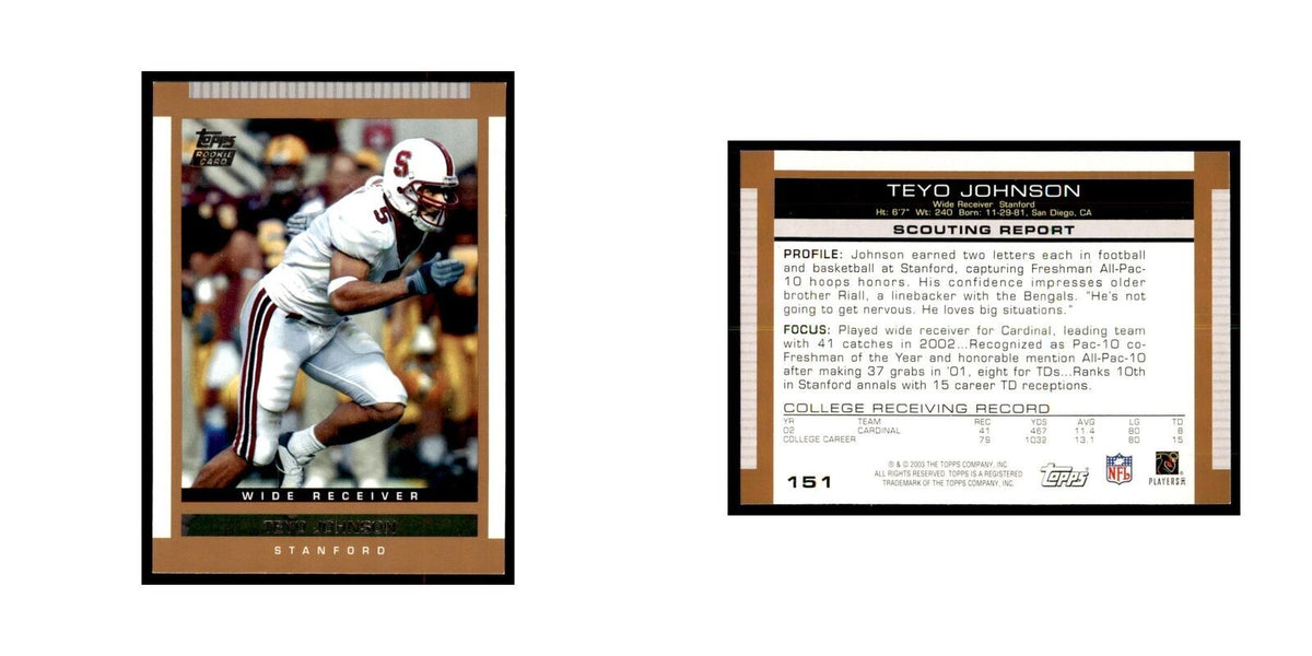 Teyo Johnson 2003 Topps #151 Football Cards Football Card NM