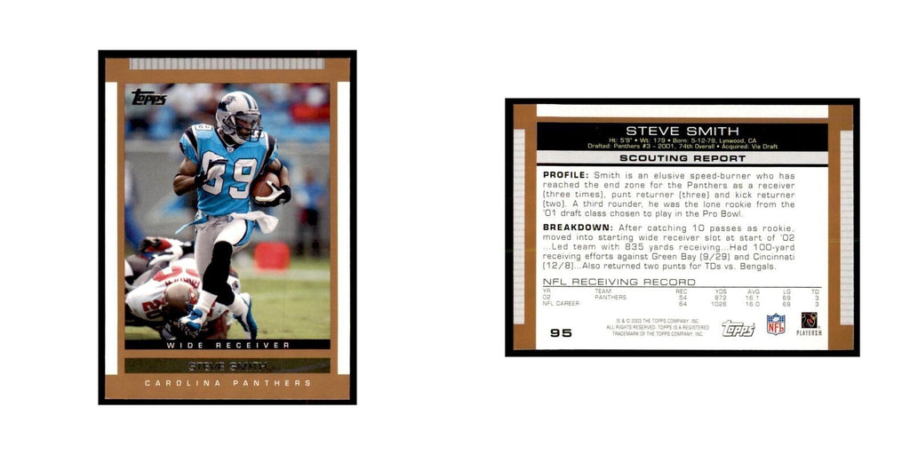 Steve Smith 2003 Topps #95 Football Cards Football Card NM