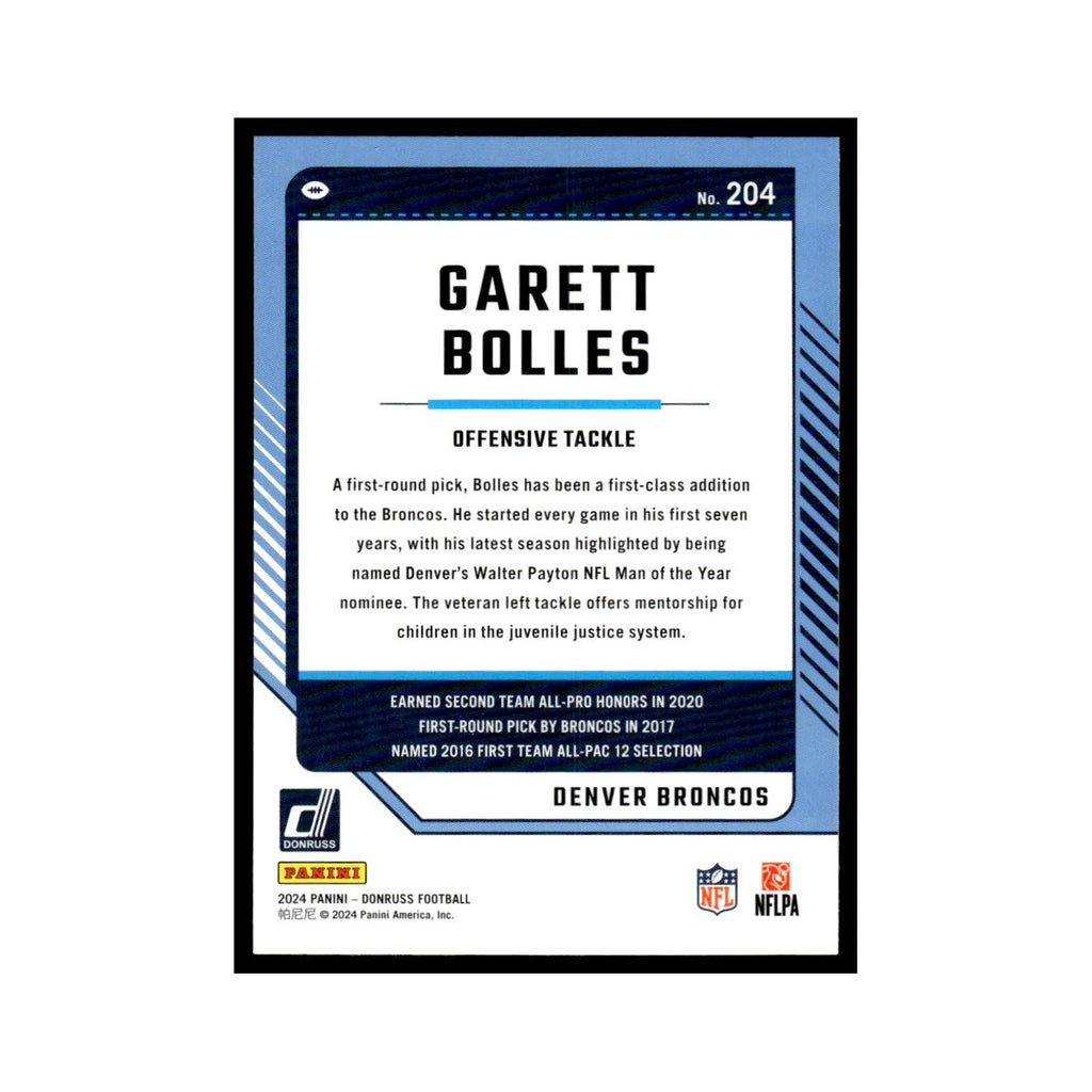 Garrett Bolles 2024 Donruss #204 Denver Broncos Football Card NM