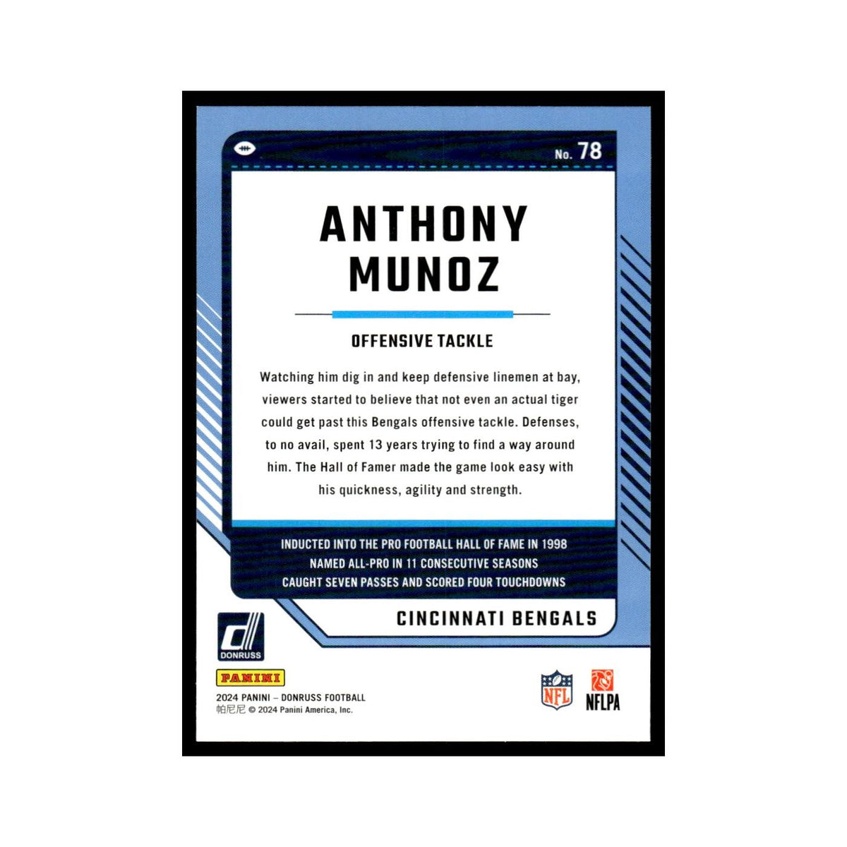 Anthony Muñoz 2024 Donruss #78 Cincinnati Bengals Football Card NM