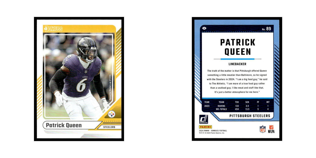 Patrick Queen 2024 Donruss #89 Pittsburgh Steelers Football Card NM