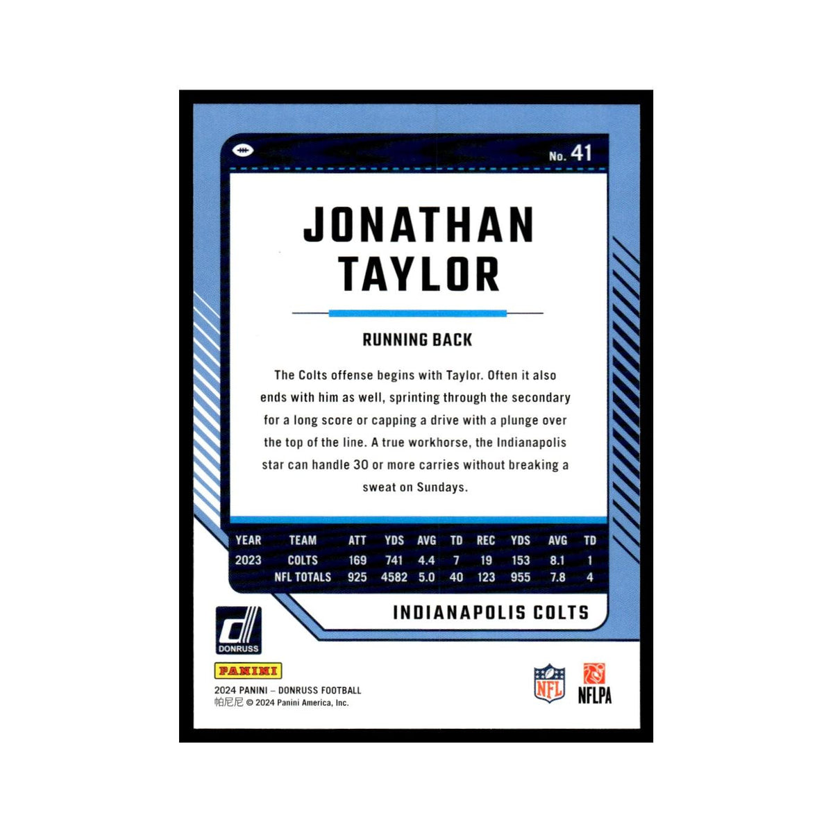 Jonathan Taylor 2024 Donruss #41 Indianapolis Colts Football Card NM