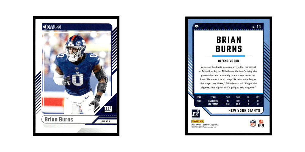 Brian Burns 2024 Donruss #14 New York Giants Football Card NM