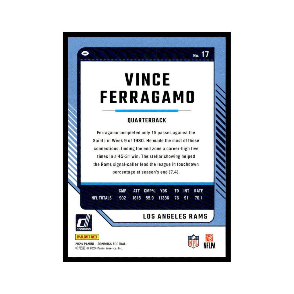 Vince Ferragamo 2024 Donruss #17 Los Angeles Rams Football Card NM