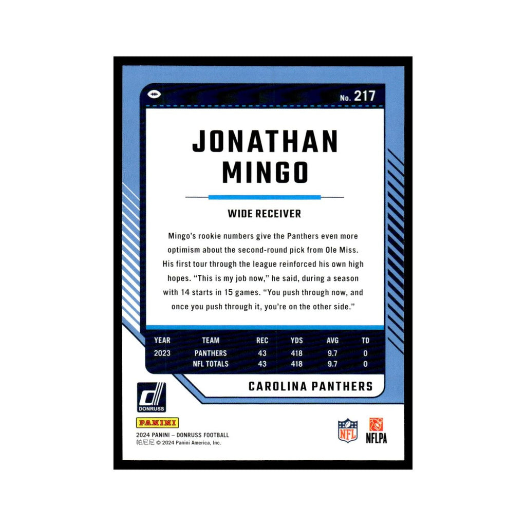 Jonathan Mingo 2024 Donruss #217 Carolina Panthers Football Card NM