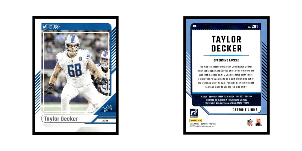 Taylor Decker 2024 Donruss #281 Detroit Lions Football Card NM
