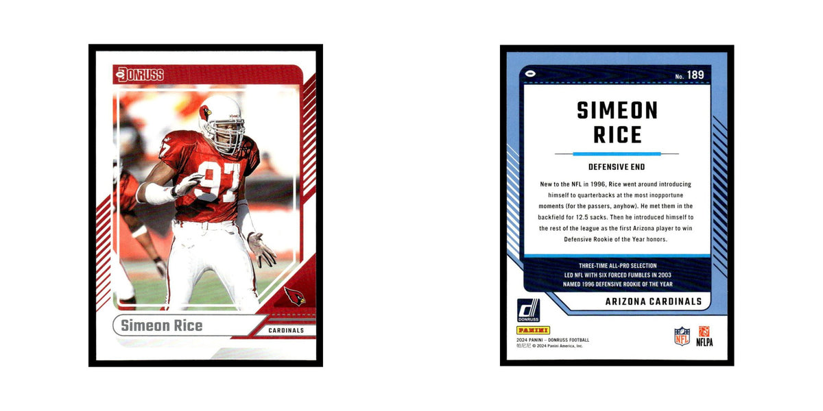 Simeon Rice 2024 Donruss #189 Arizona Cardinals Football Card NM