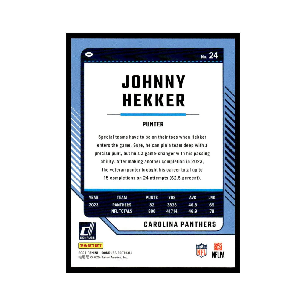 Johnny Hekker 2024 Donruss #24 Carolina Panthers Football Card NM