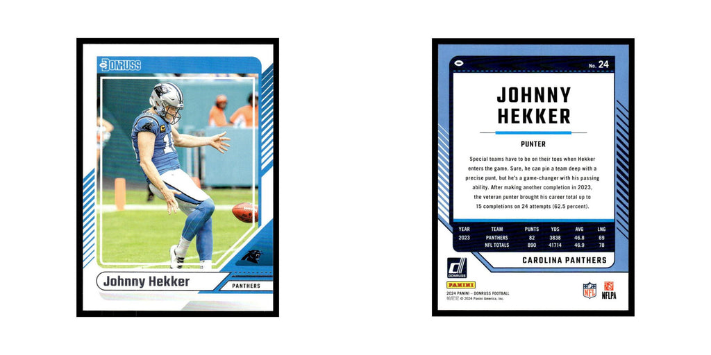 Johnny Hekker 2024 Donruss #24 Carolina Panthers Football Card NM