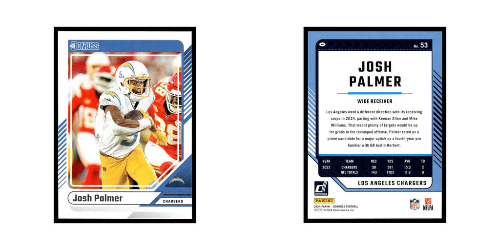 Josh Palmer 2024 Donruss #53 Los Angeles Chargers Football Card NM