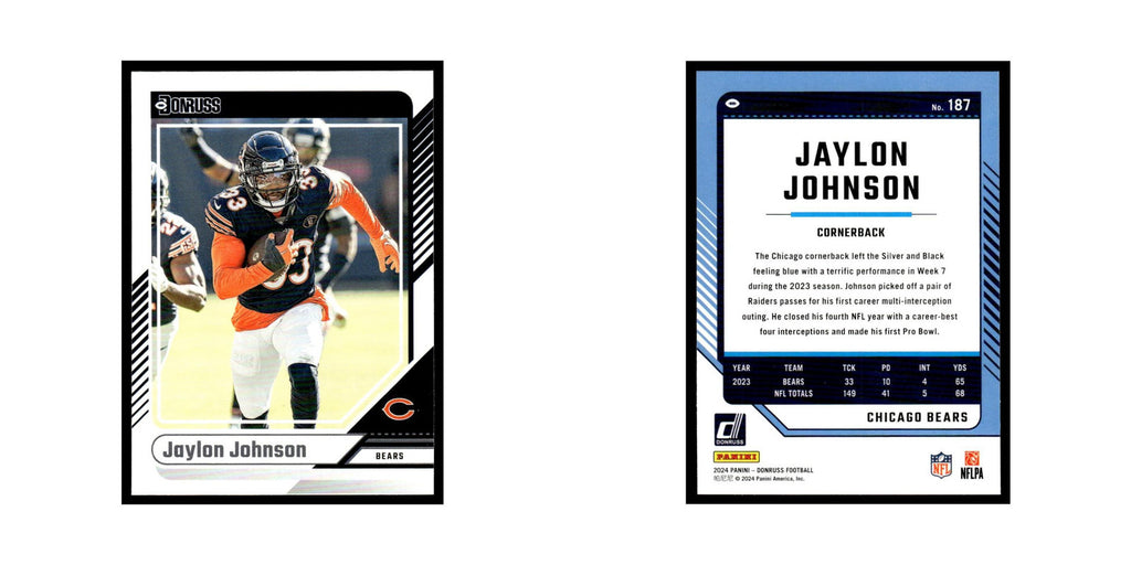 Jaylon Johnson 2024 Donruss #187 Chicago Bears Football Card NM