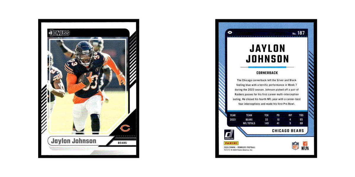 Jaylon Johnson 2024 Donruss #187 Chicago Bears Football Card NM