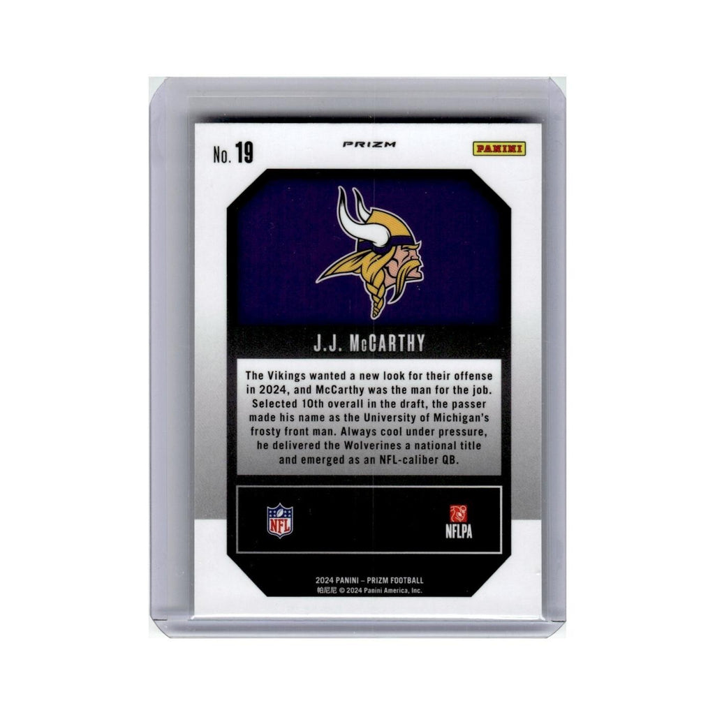 J.J. McCarthy Rookie 2024 Panini Prizm Emergent Green #19 Minnesota Vikings NM