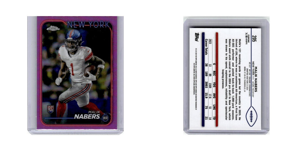 Malik Nabers Rookie 2024 Topps Chrome #205 New York Giants Football Card NM