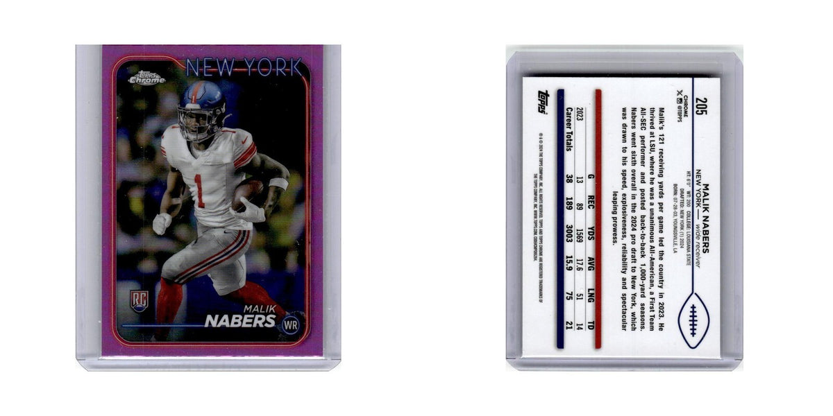 Malik Nabers Rookie 2024 Topps Chrome #205 New York Giants Football Card NM