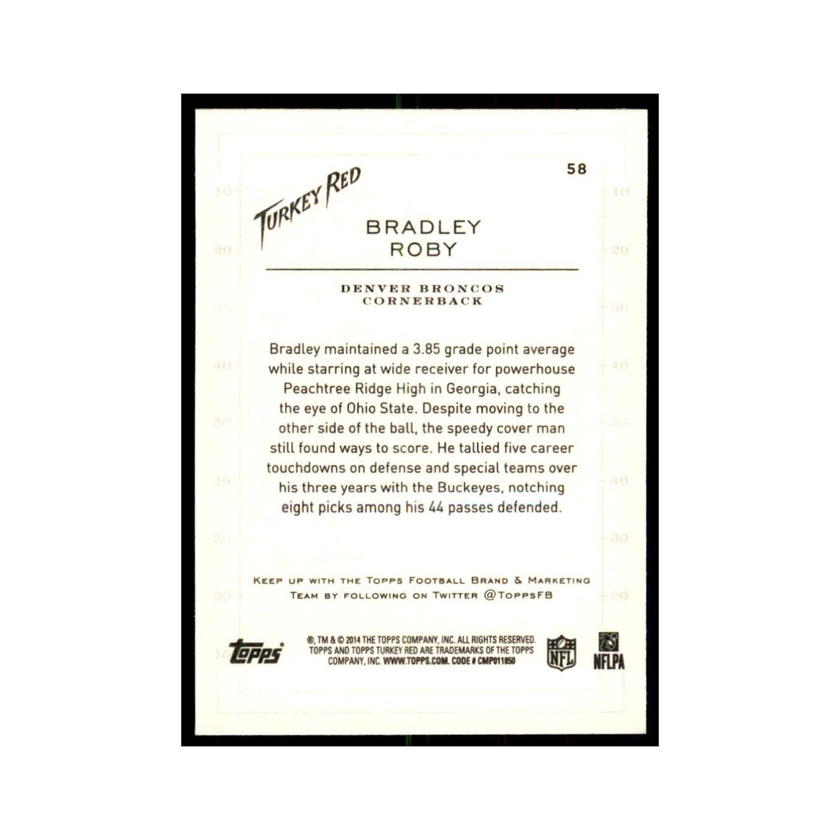 Bradley Roby Rookie 2014 Topps Turkey Red #58 Football Cards Football Card NM
