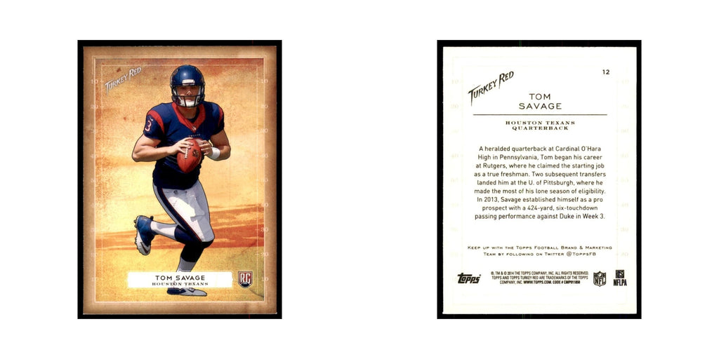 Tom Savage Rookie 2014 Topps Turkey Red #12 Football Cards Football Card NM